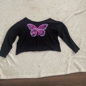 Target Black Long Sleeve Kids Tee with Pink Butterfly